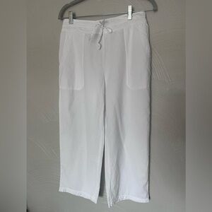 Cotton Natural - 100% COTTON CROP PANTS SIZE L - WHITE  DRAWSTRING WAIST